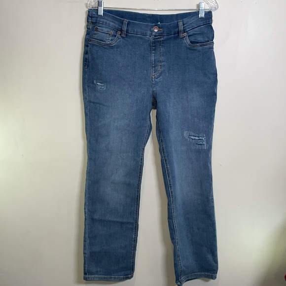 Denim & Co. Canyon Retreat Petite Easy Stretch Jeans Antique Indigo Wash… - Picture 5 of 6